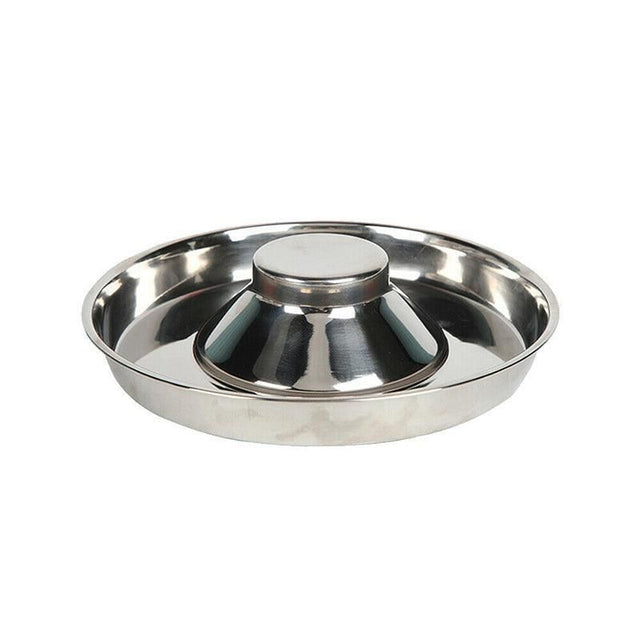 Stainless Steel Pet Bowl Slow Feeder Dish Puppy Dog Cat Food Feeding Weaning Bowl - M