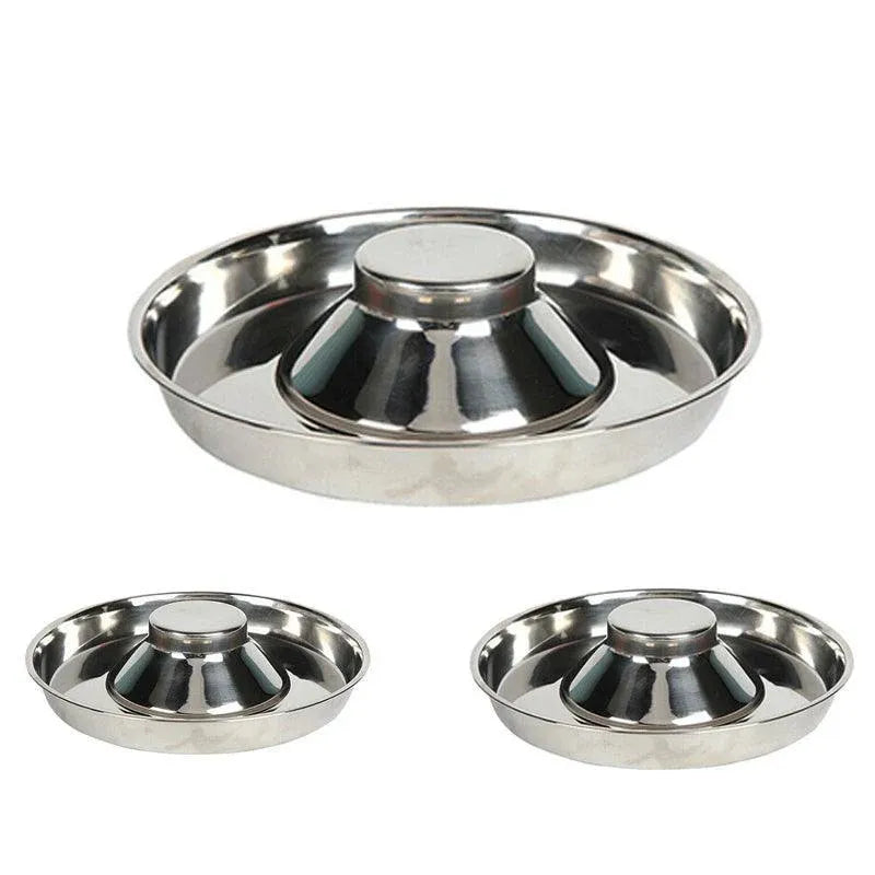 Stainless Steel Pet Bowl Slow Feeder Dish Puppy Dog Cat Food Feeding Weaning Bowl - M