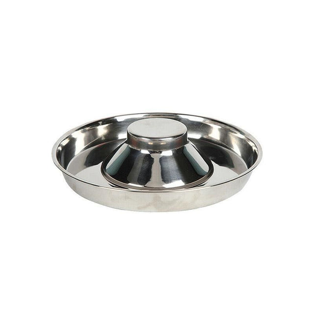 Stainless Steel Pet Bowl Slow Feeder Dish Puppy Dog Cat Food Feeding Weaning Bowl - S