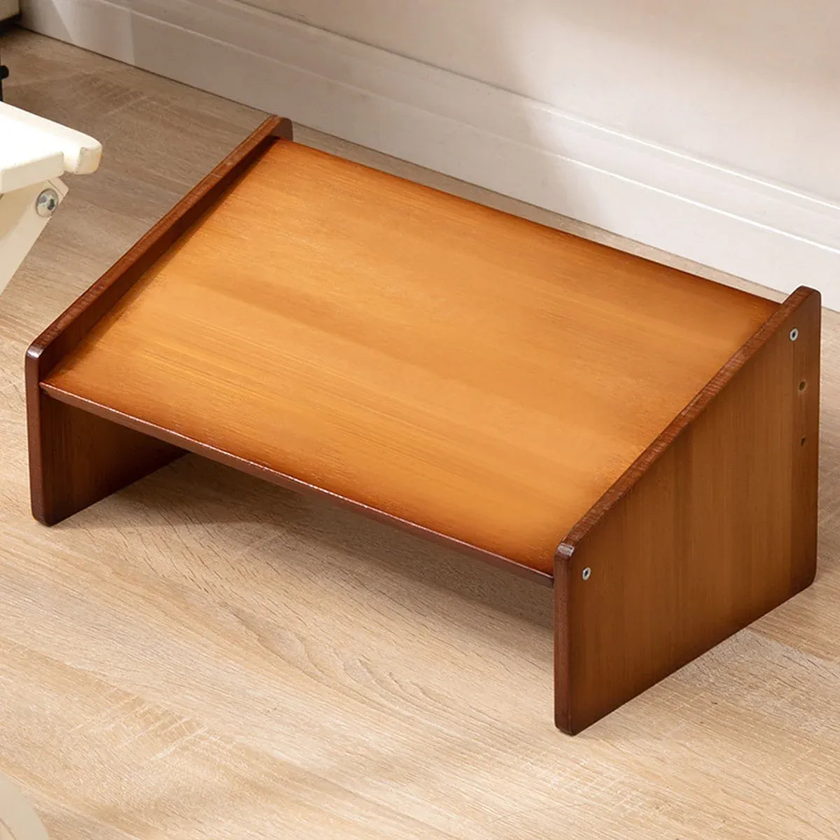 Home Office Bamboo Under Desk Footrest Adjustable Height Wooden Foot Rest Stool