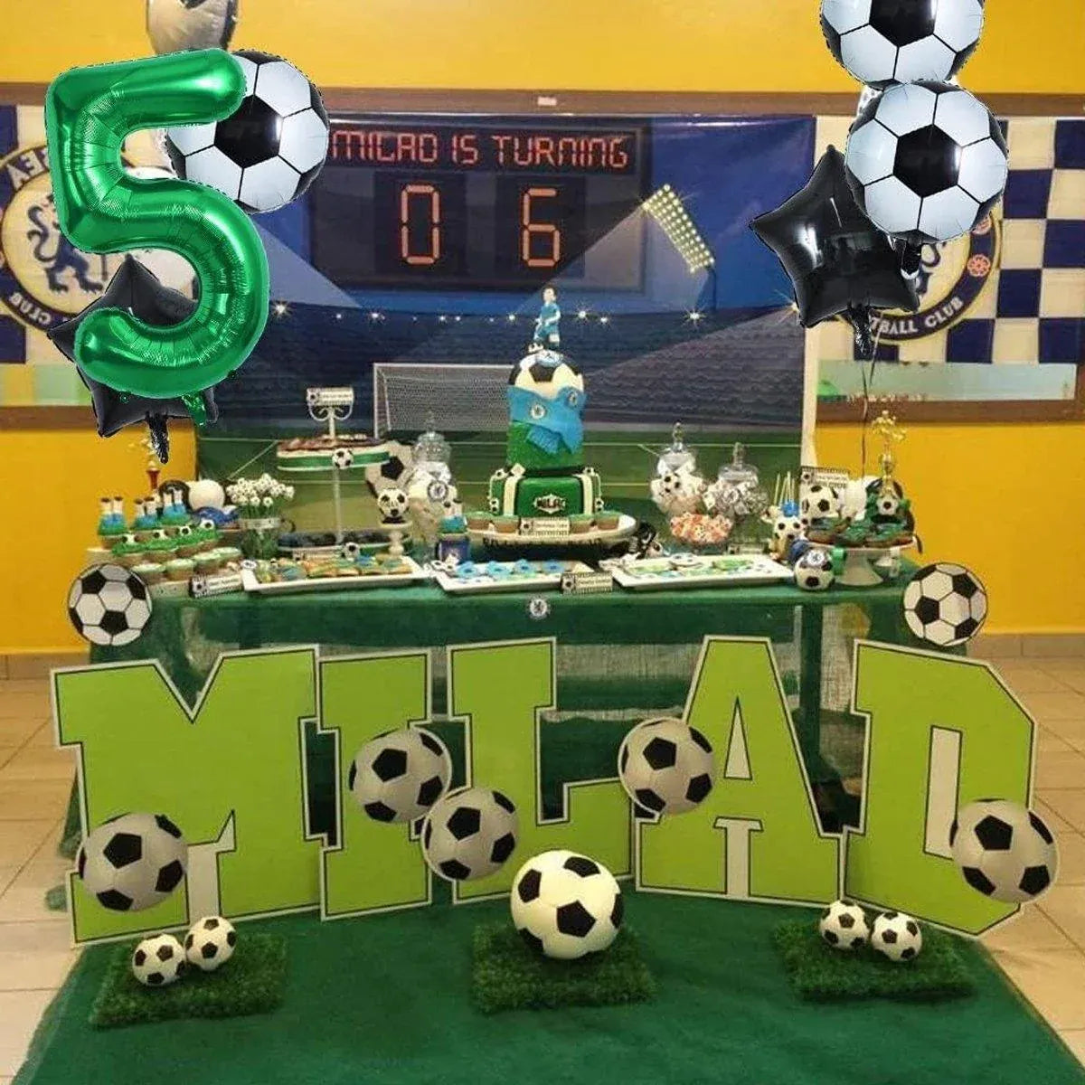 32 Inch Green Soccer Balloons 5 Pieces Set World Cup Birthday Party Decoration - 0