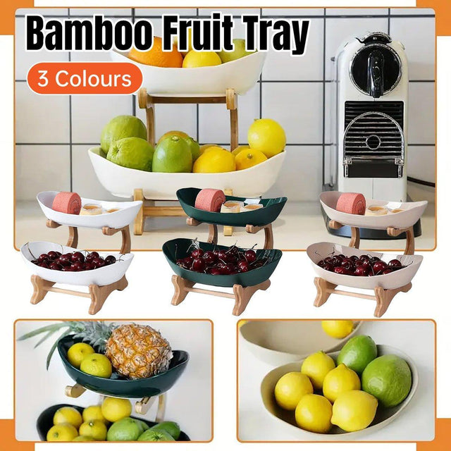 Modern Multi-layer Bamboo Fruit Snack Plate Rack Creative Living Room Plate Rack - Green