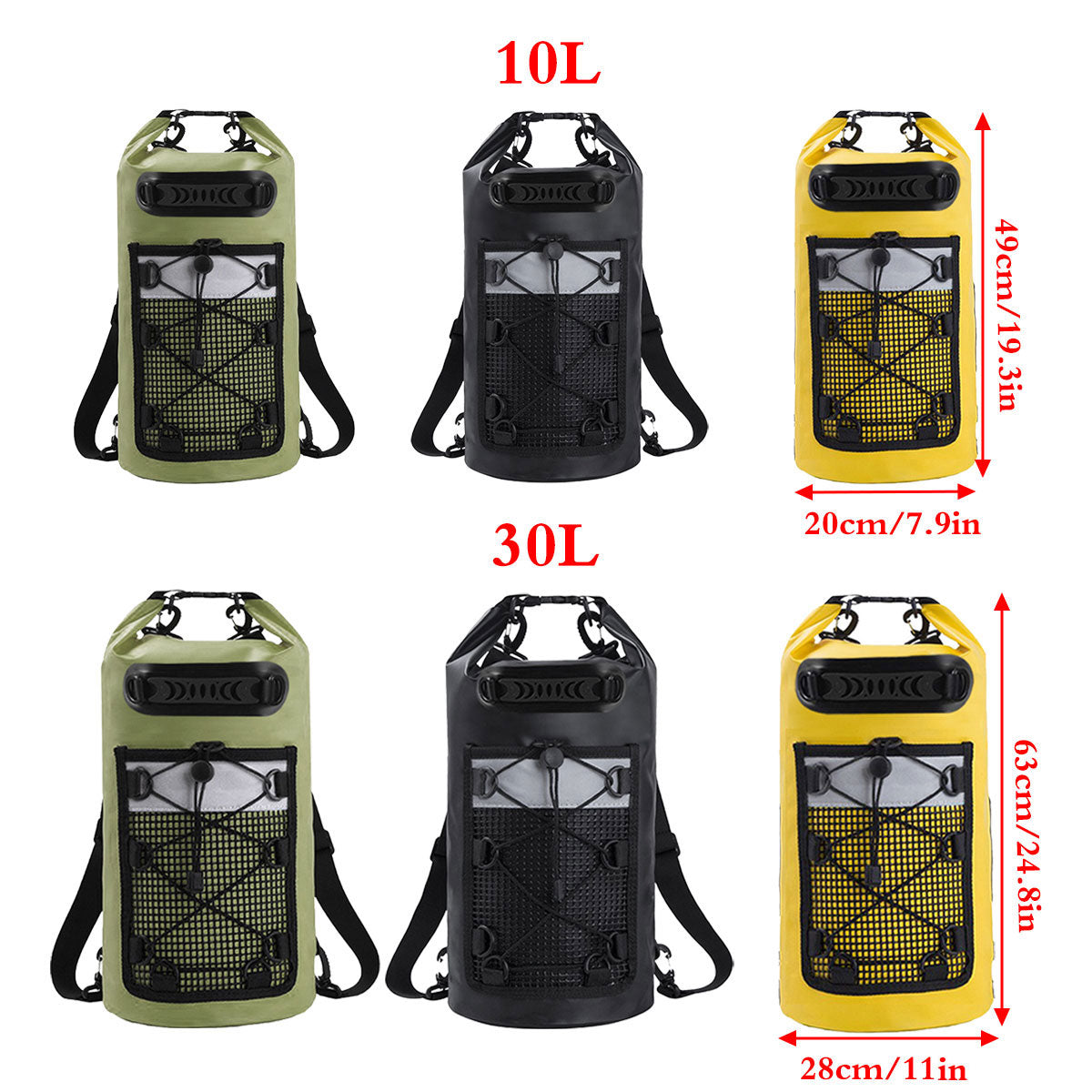 Outdoor Waterproof Dry Bag Roll Top Sack Rafting Swimming Hiking Travel Gear - Green - 30L