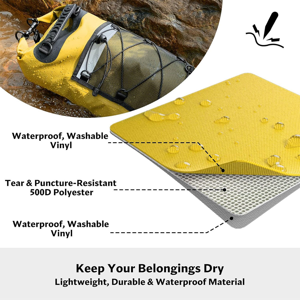 Outdoor Waterproof Dry Bag Roll Top Sack Rafting Swimming Hiking Travel Gear - Green - 30L