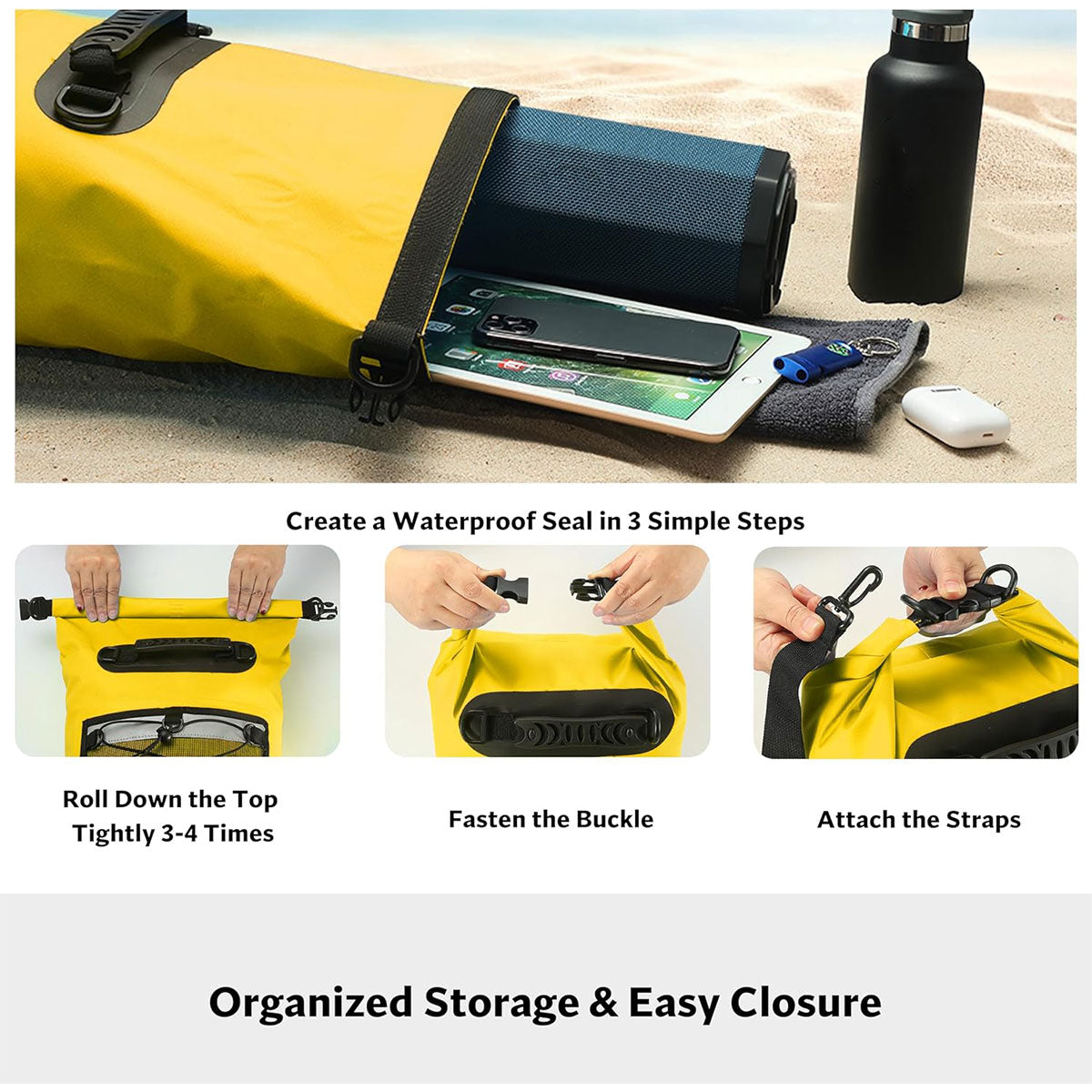 Outdoor Waterproof Dry Bag Roll Top Sack Rafting Swimming Hiking Travel Gear - Green - 30L