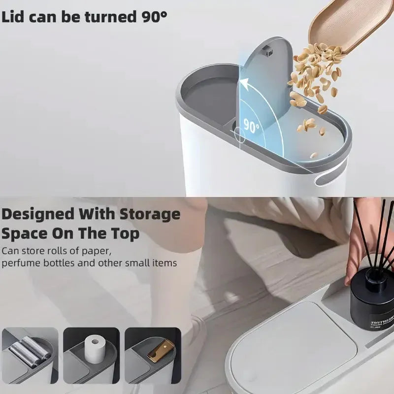 Simple Garbage Can with Lid Household Clamped Plastic Bucket Flip Lid Kitchen