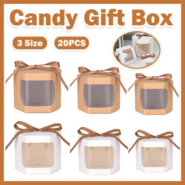 20PCS Gift Box Candy Storage Party Favor Treat Packaging Recyclable Kraft L
