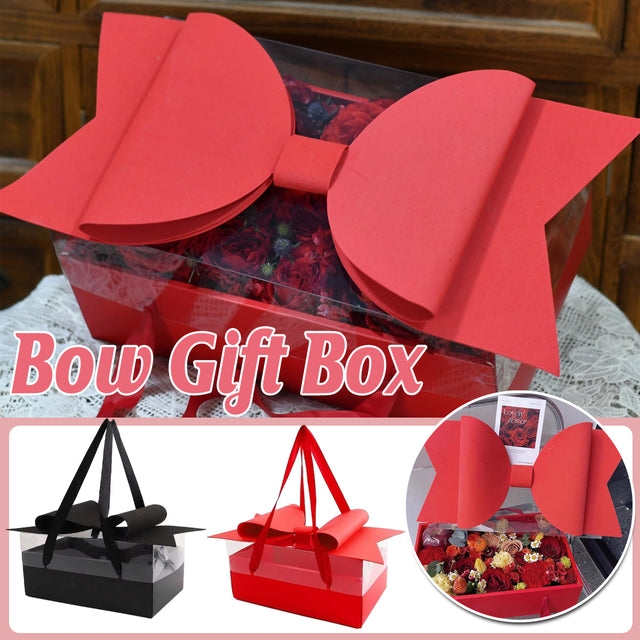 Clear Handheld Flower Gift Bow Fruit Flower Packaging Display Box Floral - Red