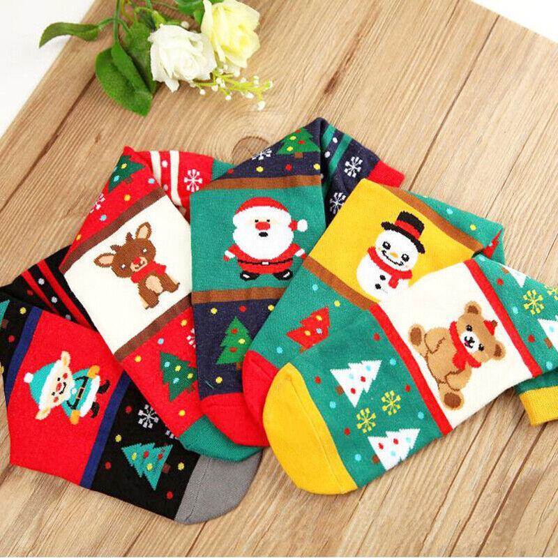 Christmas Socks Santa Reindeer Snowman Pattern Xmas Party Gift Stockings - Santa