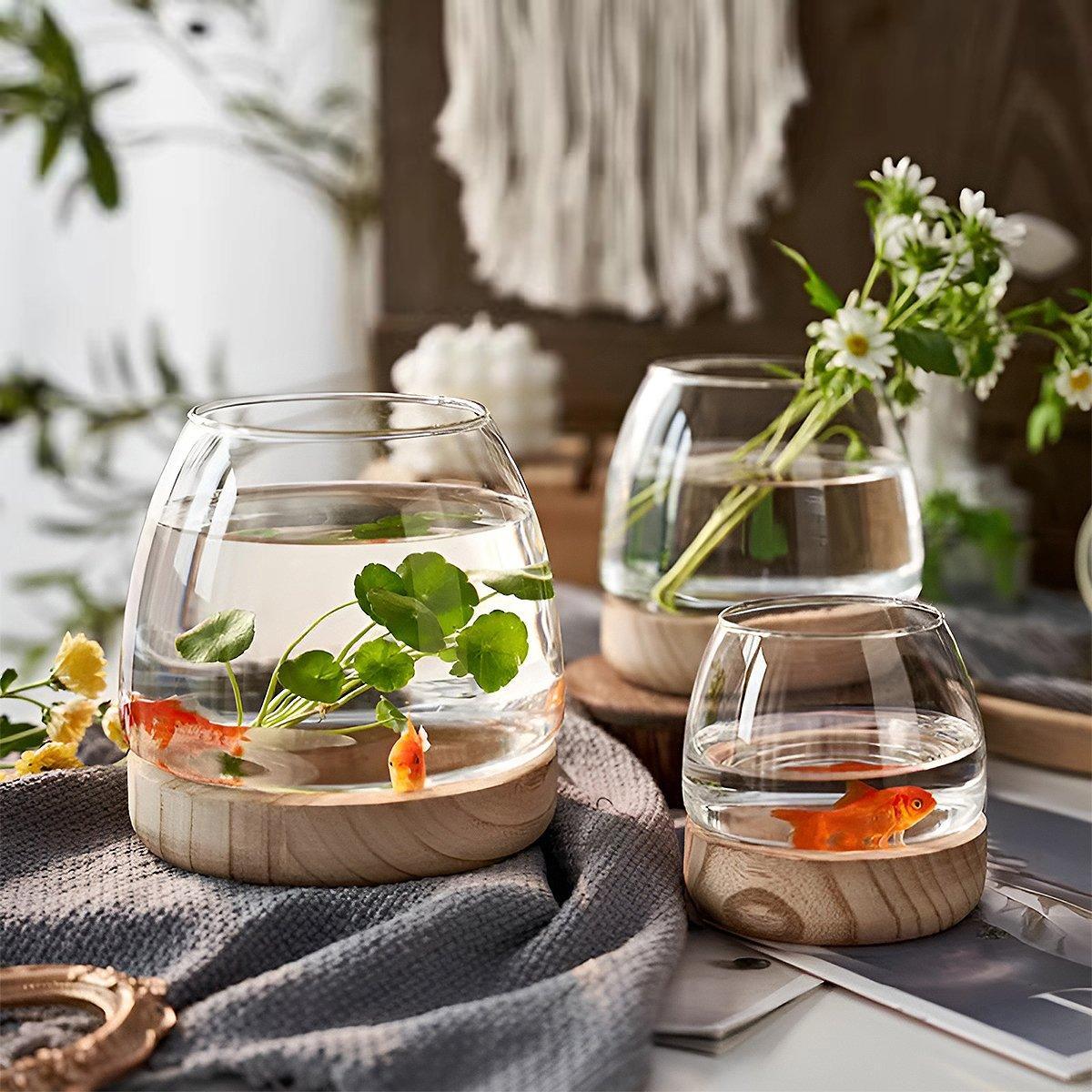 Japanese Style Small Glass Vases Fish Tank for Elegant Home Decor - S