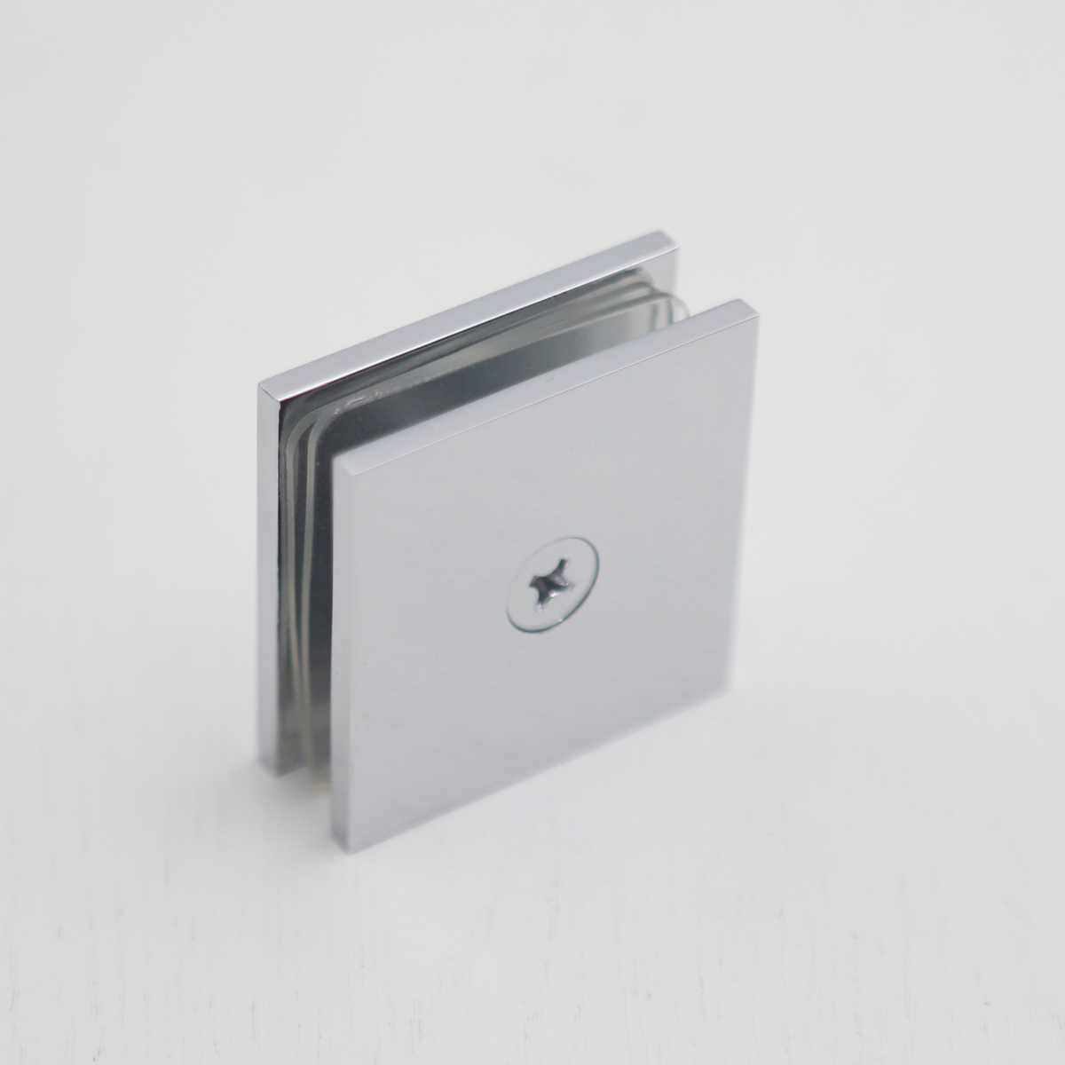 Shower Glass Clip Single Hole Square Bracket Partition Bathroom Accessories - Nickel
