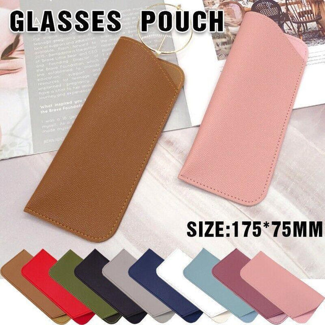 Pu Leather Eyeglass Sunglasses Reading Glasses Case Soft Pouch Bag Pocket - Black