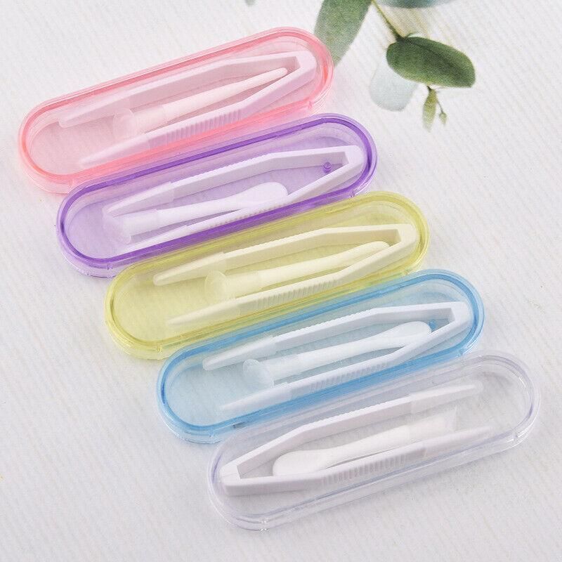 Contact Lens Tweezers Stick Inserter Remover Tool Kit Tip Storage Case Box Set - Blue