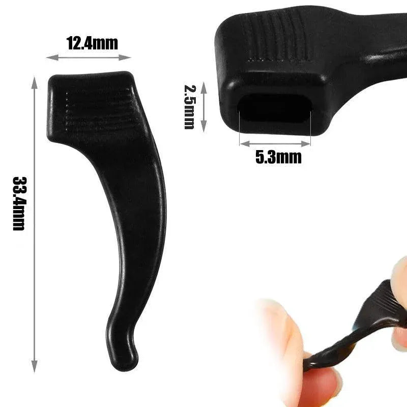 Silicone Glasses Ear Hooks Anti Slip Grip Spectacle Holder Sports Temple Tips - Black