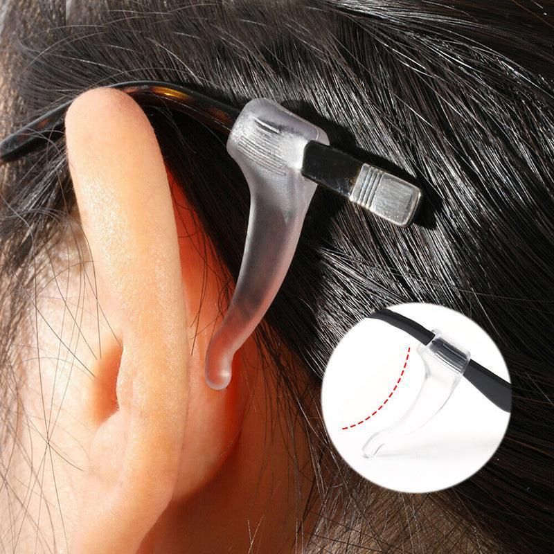 Silicone Glasses Ear Hooks Anti Slip Grip Spectacle Holder Sports Temple Tips - Clear
