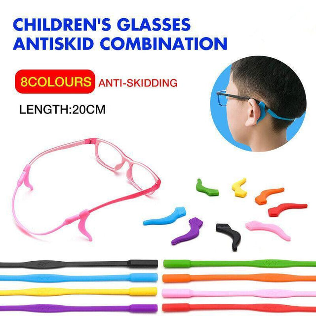 Silicone Glasses Strap and Ear Grip Set Eyeglasses Holder Cord with Hooks 20cm - Green