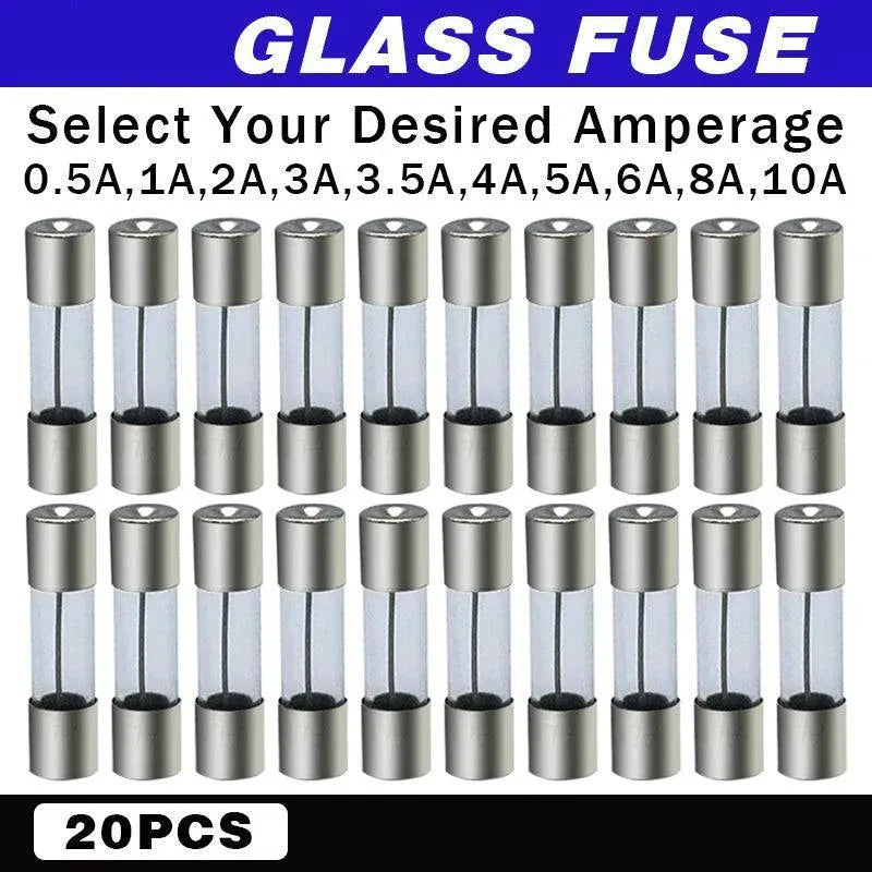 20Pcs M205 Glass Fuse 5Mm X 20Mm Slow Blow 250V / Select From 0.5A To 10A  Amp - 20PCS F1A