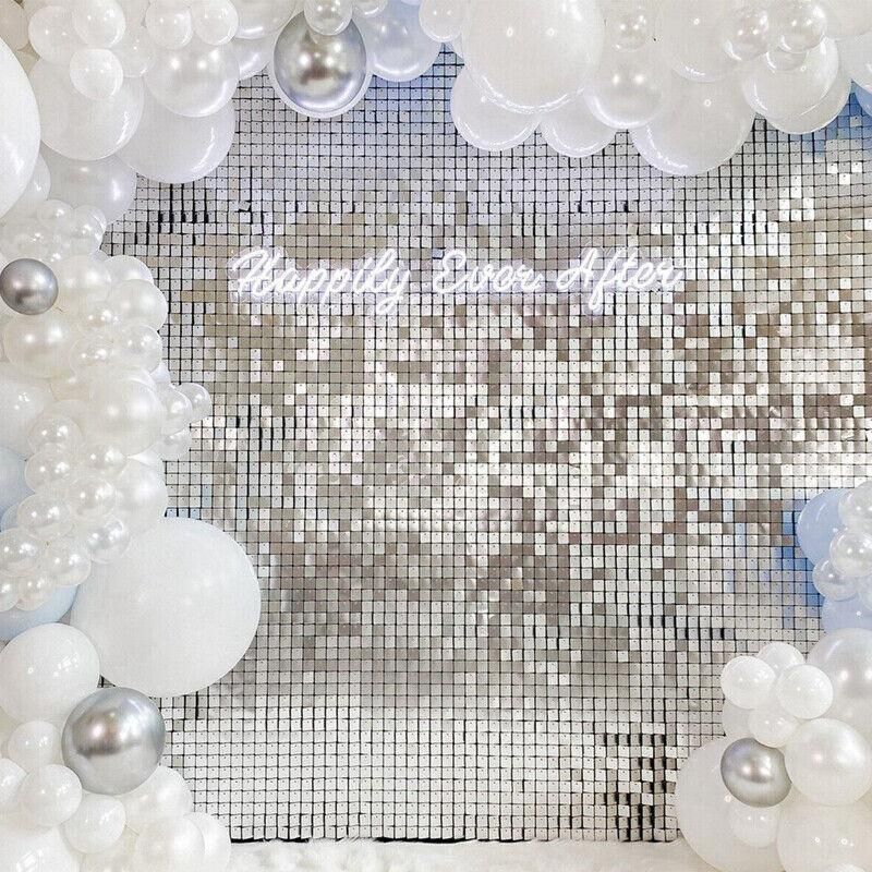 Rectangle Tinsel Curtain Shimmer Wall Backdrop 2M Length Party Decoration Sequin - Light Pink