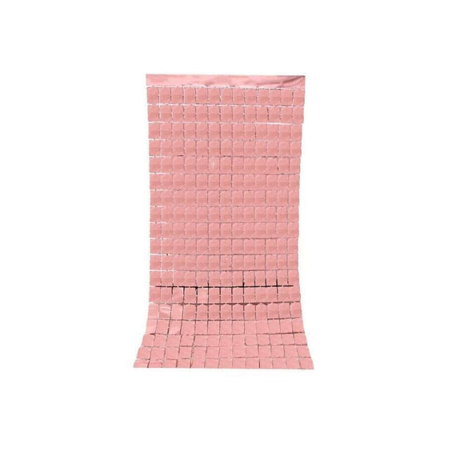 Rectangle Tinsel Curtain Shimmer Wall Backdrop 2M Length Party Decoration Sequin - Rose Gold