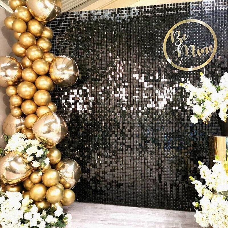 Rectangle Tinsel Curtain Shimmer Wall Backdrop 2M Length Party Decoration Sequin - White