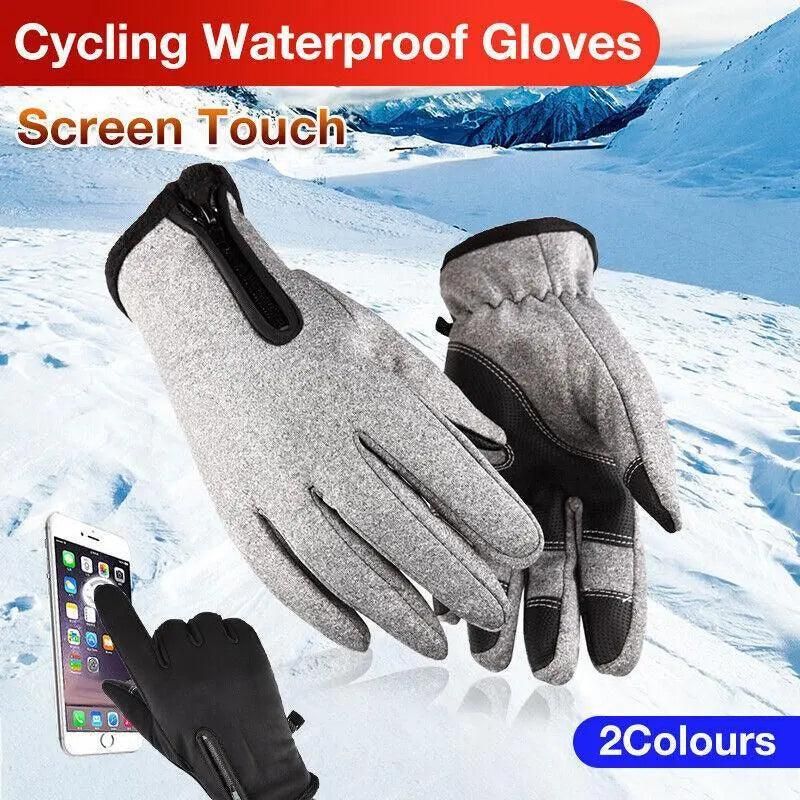 Winter Warm Windproof Waterproof Anti-Slip Thermal Touch Screen Gloves Unisex M Size - Grey