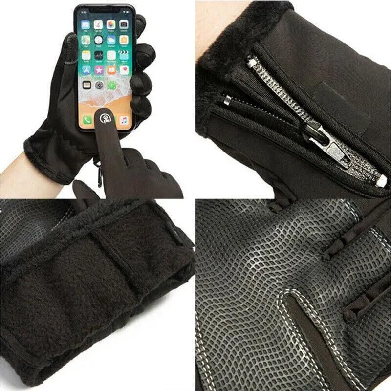 Winter Warm Windproof Waterproof Anti-Slip Thermal Touch Screen Gloves Unisex M Size - Grey