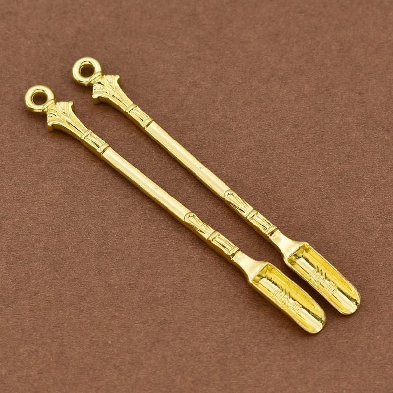 2PCS Gold Mini Scoop Spoon Metal Powder Spatula for Kitchen Craft or Resin Use