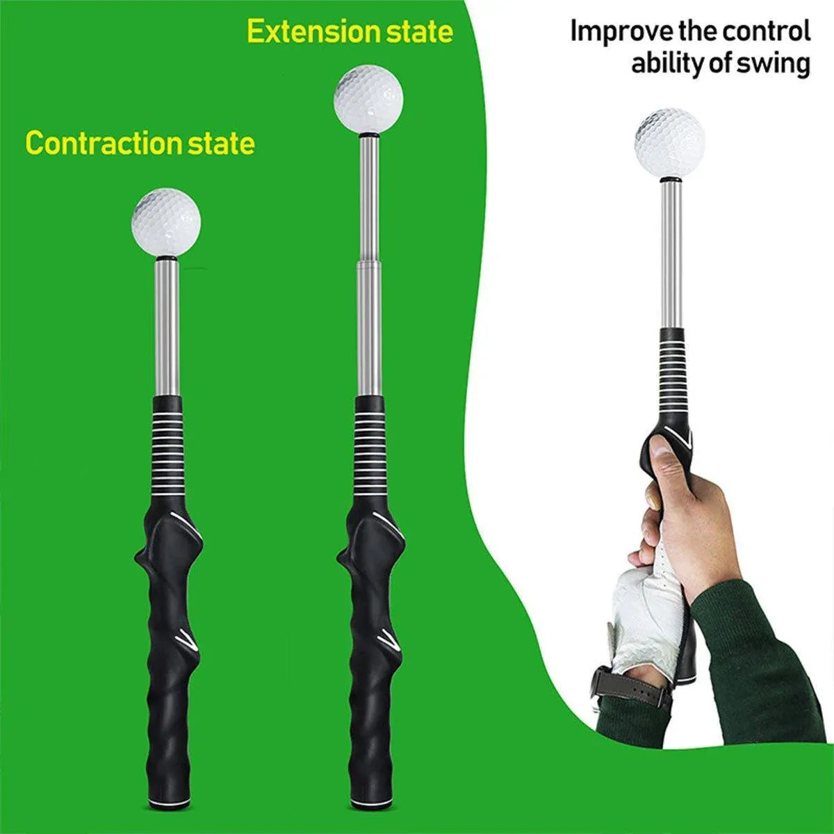 Golf Swing Training Aid Telescopic Impact Sound Stick Exercise Tool for Practice - Red