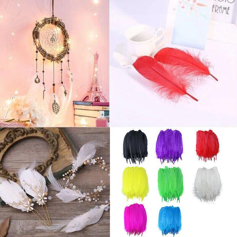 50X Craft Feathers Goose Feather Diy Art Party Decoration Wedding Dream Catcher - Green