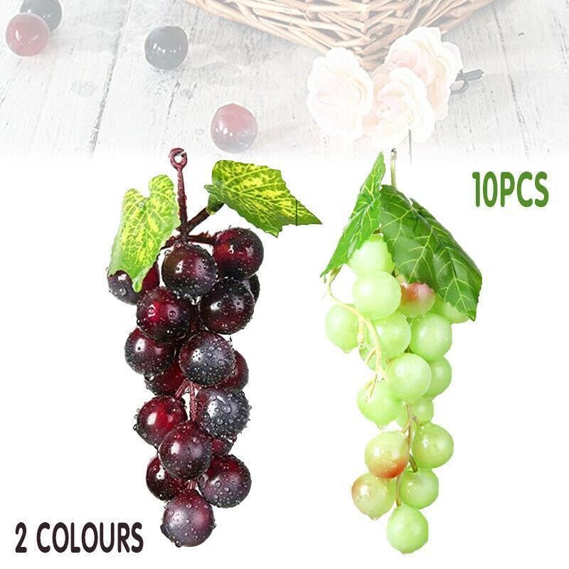 10Pcs Lifelike Artificial Grapes Decorative Fake Fruit for Weddings & Decor - Purple