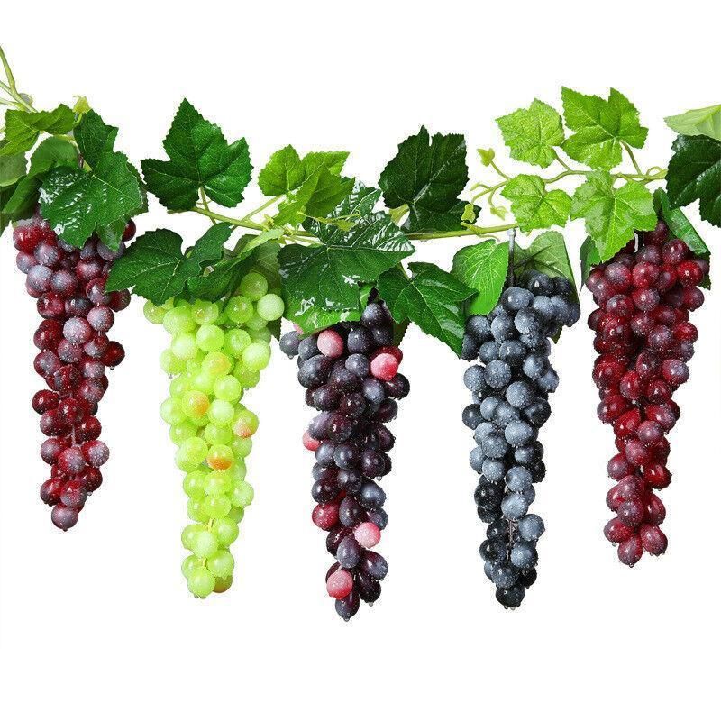 10Pcs Lifelike Artificial Grapes Decorative Fake Fruit for Weddings & Decor - Purple