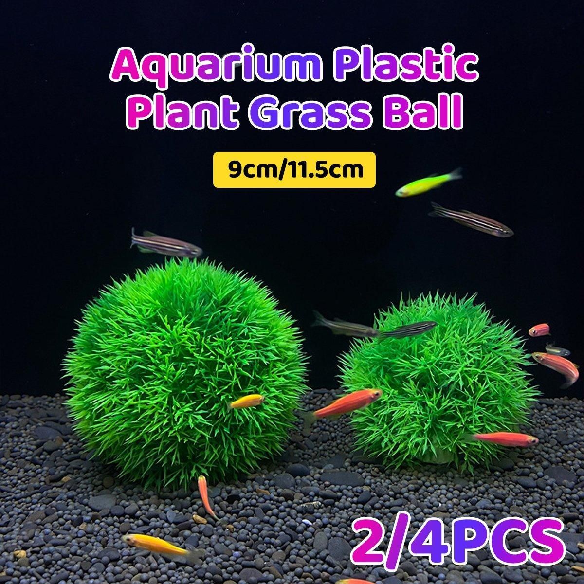 Aquarium Fish Tank Landscape Decoration Plastic Simulation Grass Flower Ball - Large-2pcs