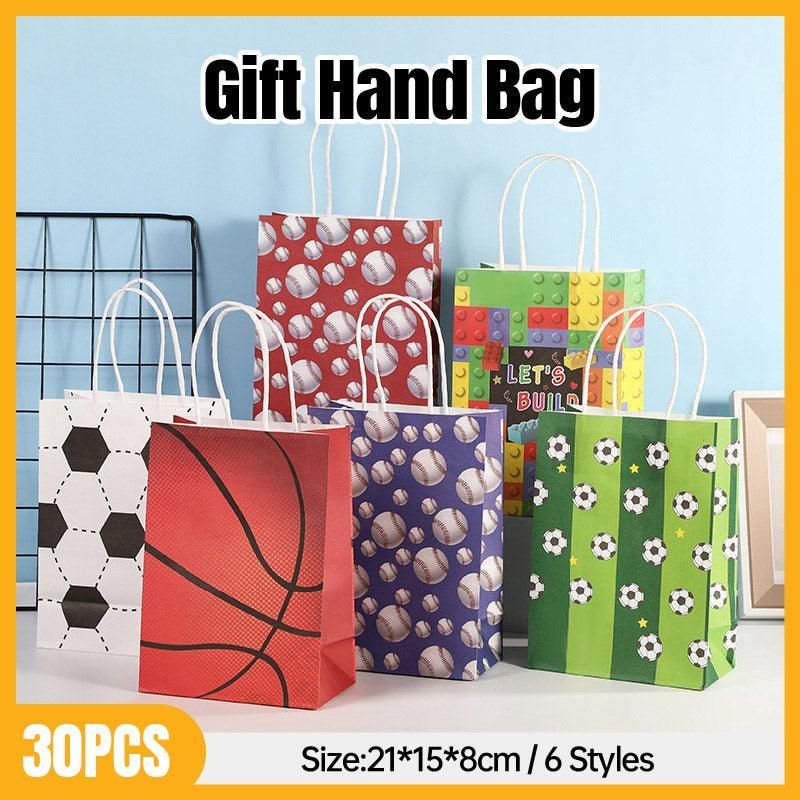 30PCS Ball Kraft Paper Gift Bag Festivals tote Favor Green Football 30pcs