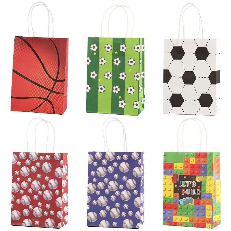 30PCS Ball Kraft Paper Gift Bag Festivals tote Favor Green Football 30pcs