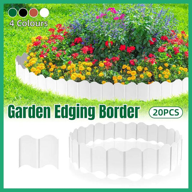 20PCS Garden Edging Fence Decorative Plastic Lawn Border Panels Black