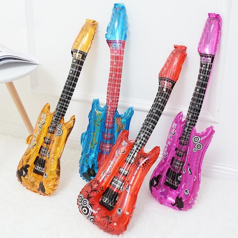 Guitar Foil Balloon Air Fill Rock and Roll Music Party Wedding Birthday Decoration - Blue