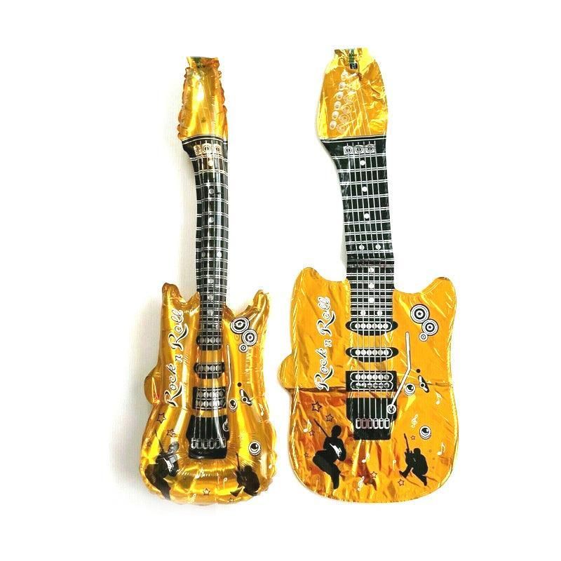 Guitar Foil Balloon Air Fill Rock and Roll Music Party Wedding Birthday Decoration - Gold
