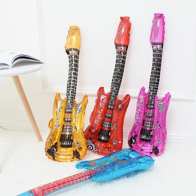 Guitar Foil Balloon Air Fill Rock and Roll Music Party Wedding Birthday Decoration - Gold