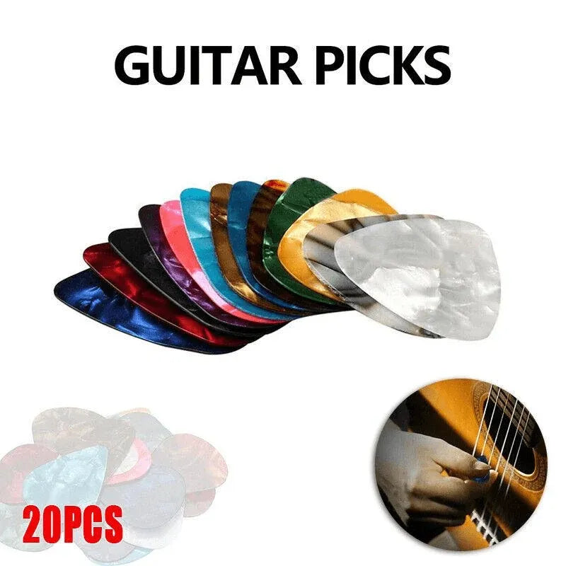 20X Multicolor Celluloid Acoustic Electric Guitar Picks Plectrums Thin 0.46mm