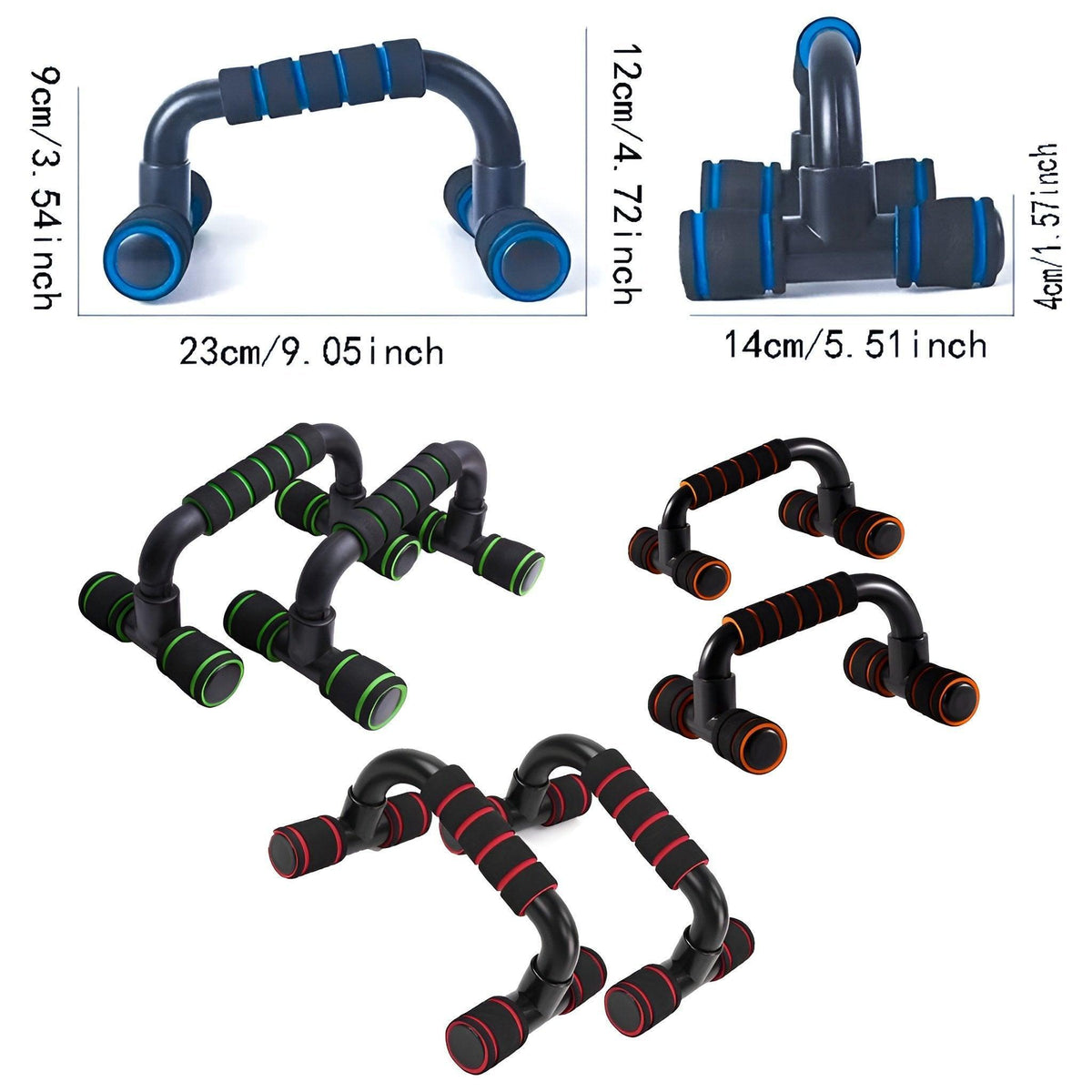 H Shaped Push Up Bars Home Fitness Equipment for Chest Arm Shoulder Training - Green