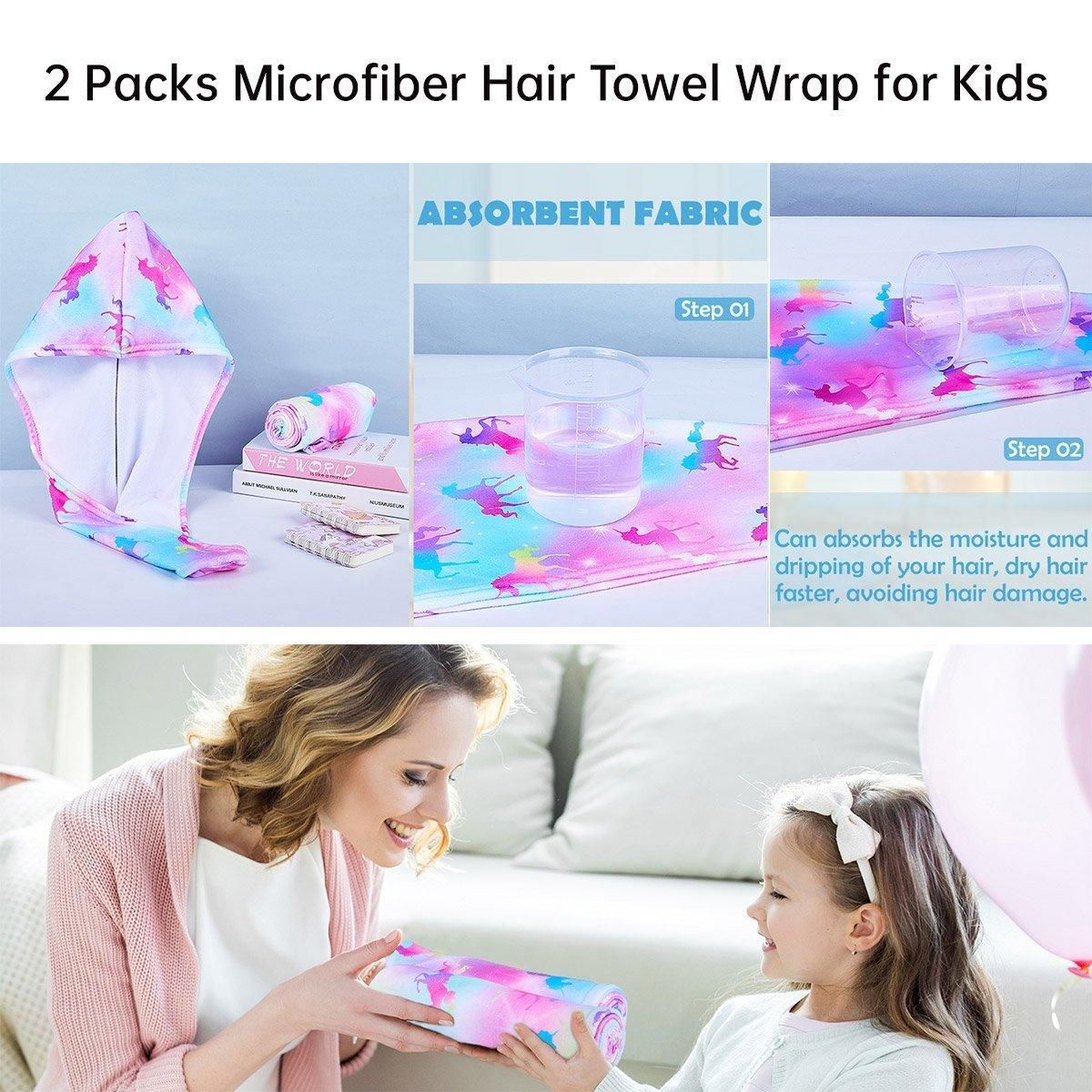 2PCS Mermaid Microfiber Hair Drying Cap Quick-Dry Soft Shower Hat