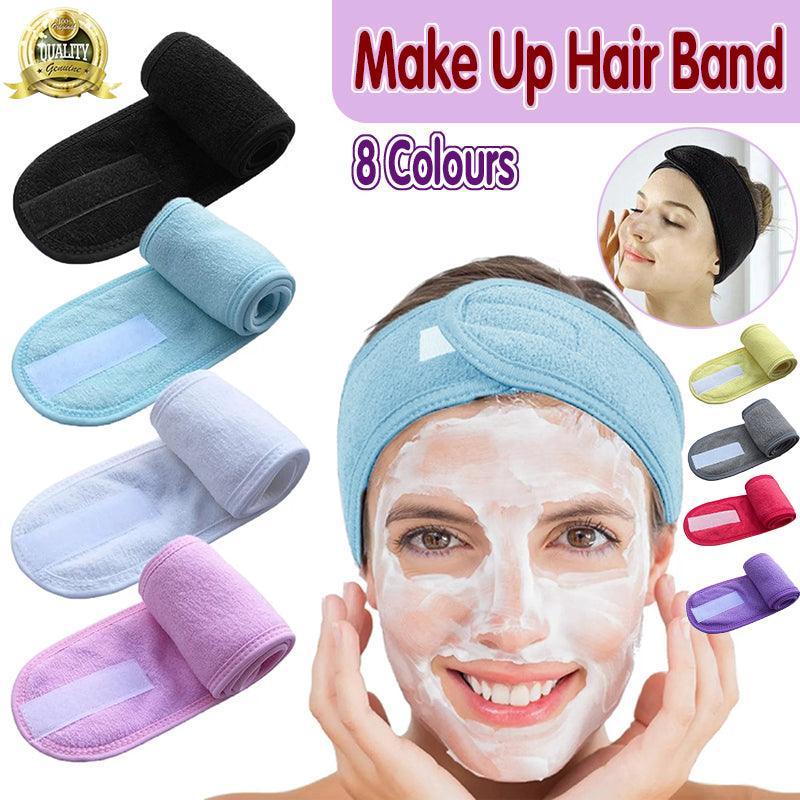 8-Colours Wrap Head Band Hairband Hair Band Adjustable Facial Make Up Face Wash Au - Black