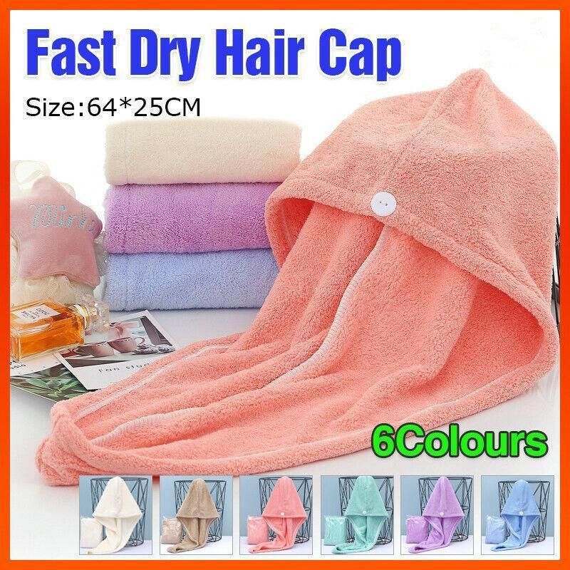 Fast Dry Hair Cap Wrap Towel Quick Drying Turban Bath Head Magic Wrap Hat Spa Au - Pink