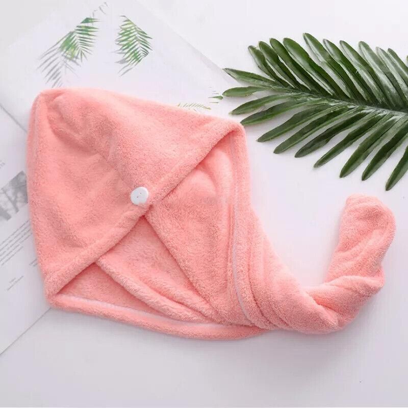 Fast Dry Hair Cap Wrap Towel Quick Drying Turban Bath Head Magic Wrap Hat Spa Au - Pink