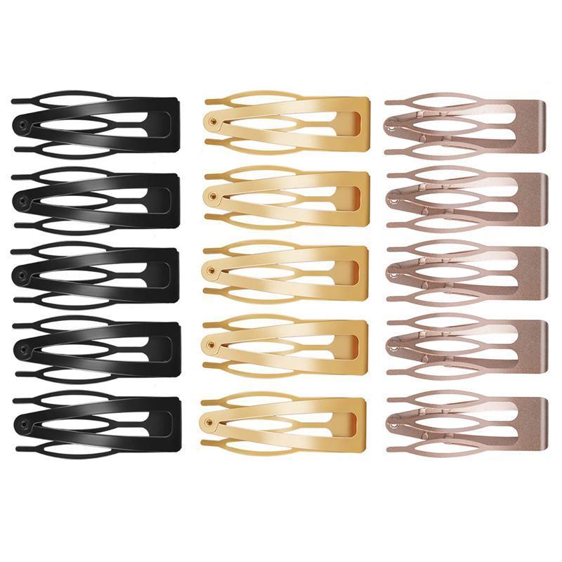 UP 30X Double-grip Hair Clips Metal Snap Barrettes Hair Styling Tool Women Girls - Gold(10PCS)