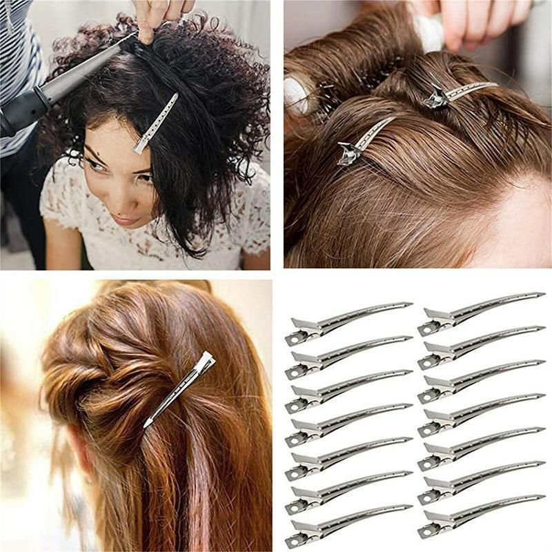 6-54X 9cm Hairdressing Sectioning Hair Clips Duck Bill Hairpin Salon Metal Curl Clips - 12PCS