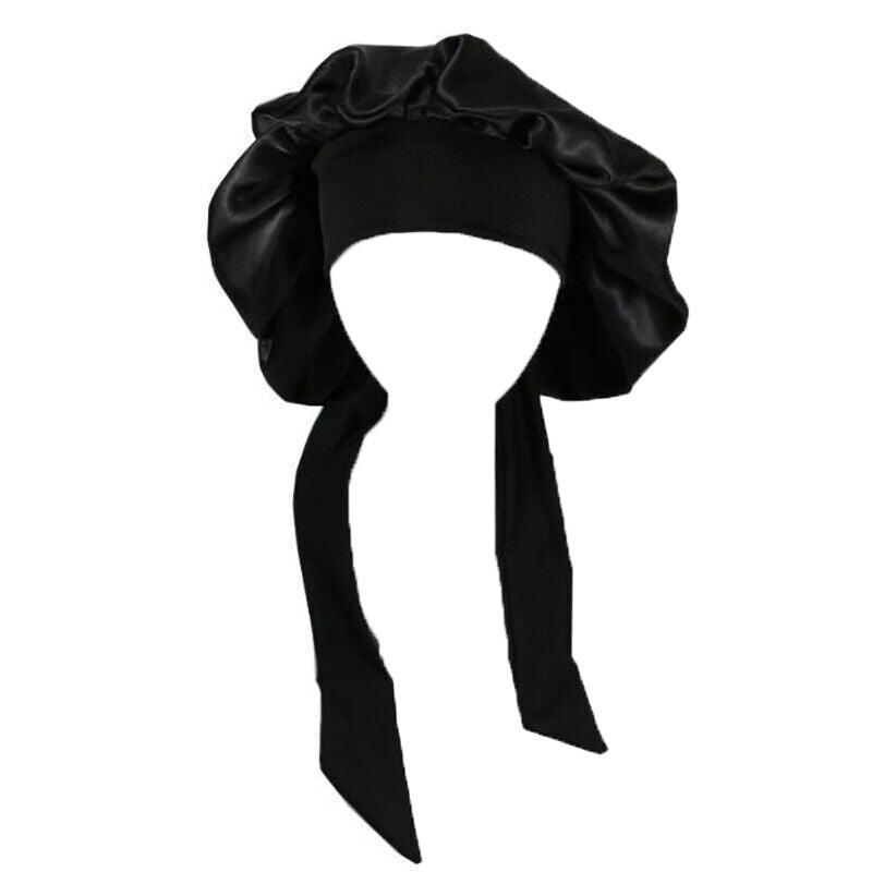Sleeping Bonnet Hair Wrap Silk Satin Cap Women Elastic Night Hat Soft Headwear - Pink