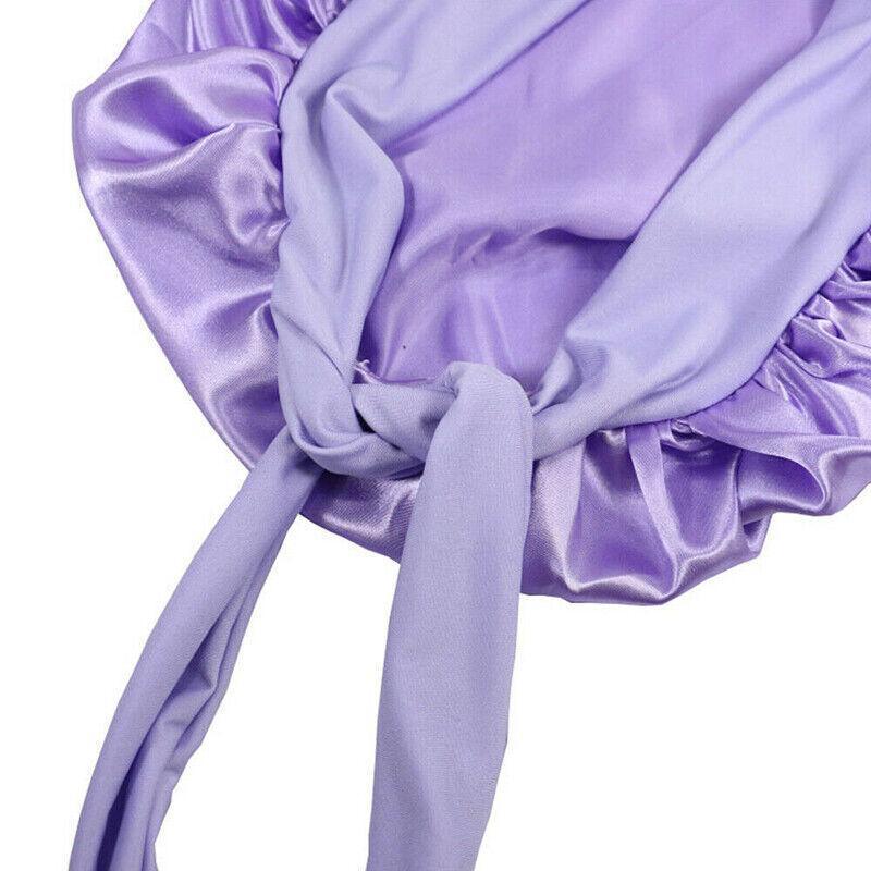 Sleeping Bonnet Hair Wrap Silk Satin Cap Women Elastic Night Hat Soft Headwear - Pink