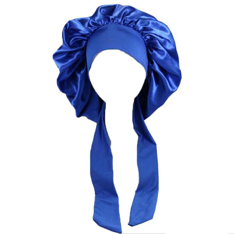 Sleeping Bonnet Hair Wrap Silk Satin Cap Women Elastic Night Hat Soft Headwear - Pink