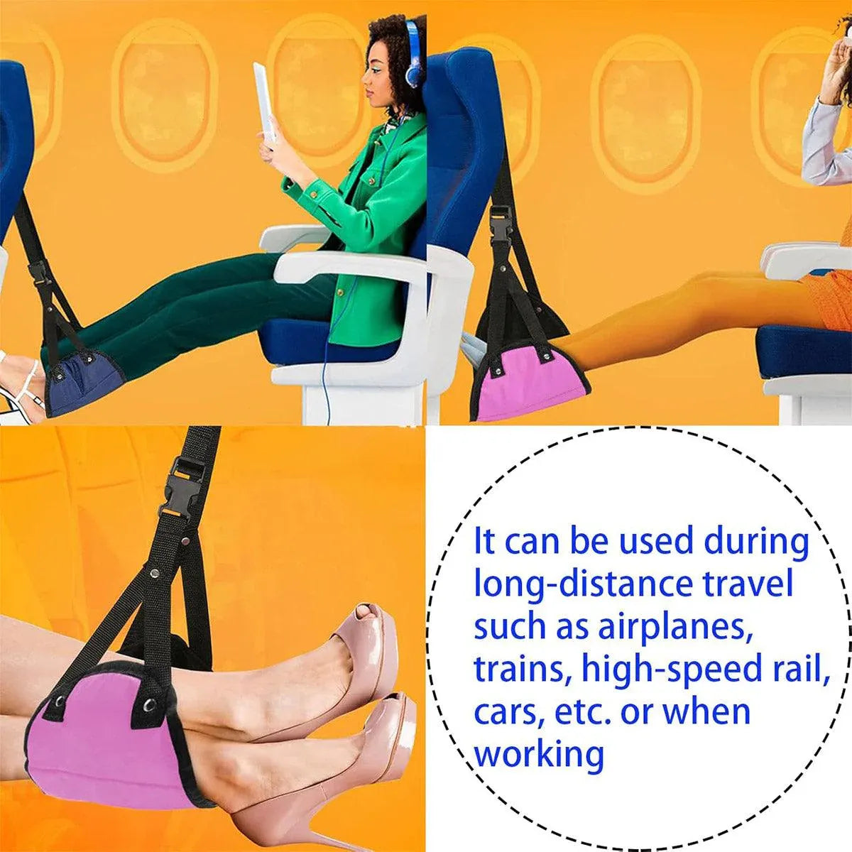 Travel Rest Hammock Office Foot Hammock Portable Rest for Relaxation Support - Navy Blue